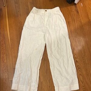 White Linen Wide-Leg Pants
